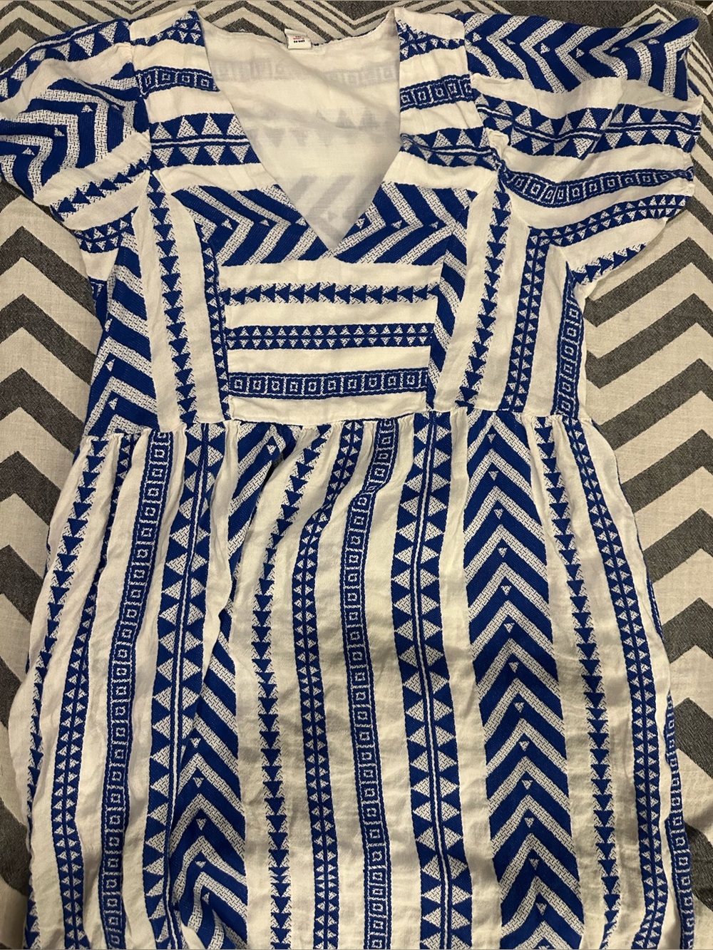 Old navy  Blue and White Patterned V-Neck Dress
